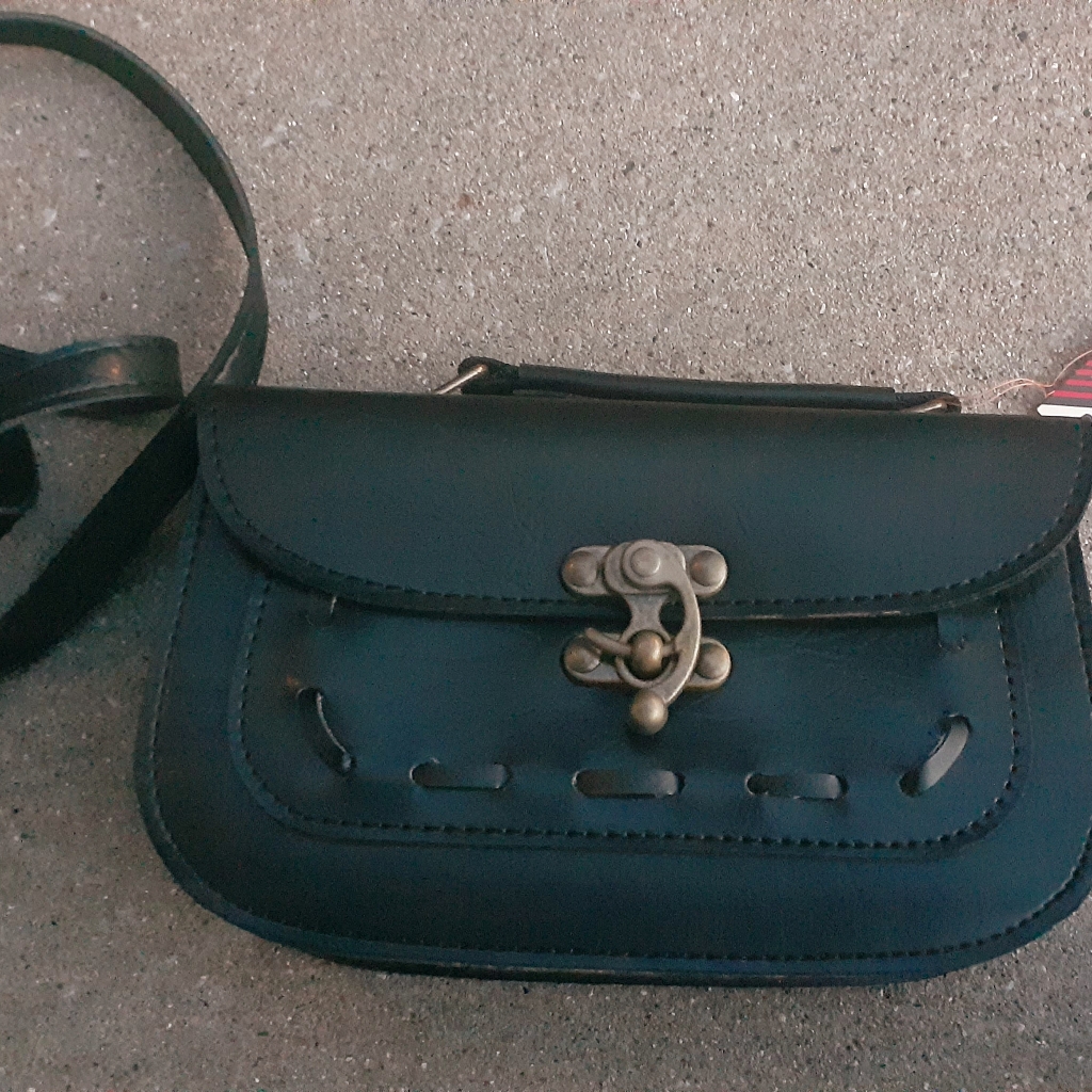 Vintage Vegan Leather Hard Case Satchel Bag Nwt